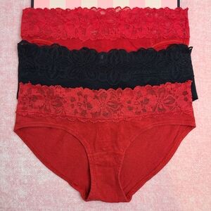 Victoria's Secret 3pk Everyday Lace Trim Cotton Panties Size Sm